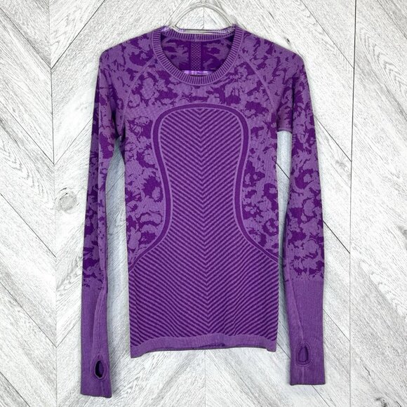 Lululemon Run Swiftly Long Sleeve Shirt Womens Size 4 Crew Tender Violet Purple - Picture 1 of 4